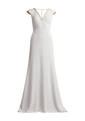 Tadashi Shoji Marcellina beaded v-neck maxi dress - White