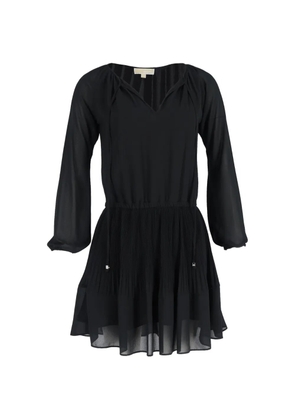 Michael Kors Vintage pleated long-sleeve mini dress - Black
