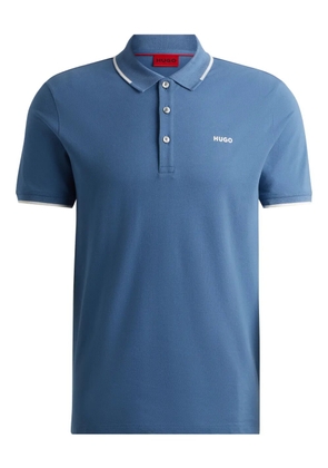 HUGO contrast-trim polo shirt - Blue