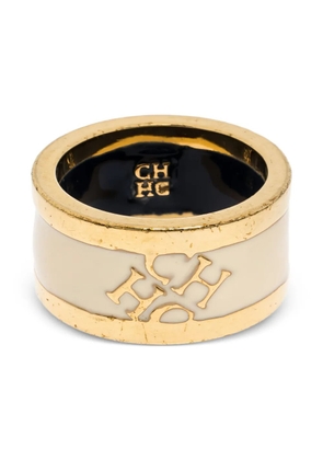 Carolina Herrera Vintage logo-detail enamel ring - White