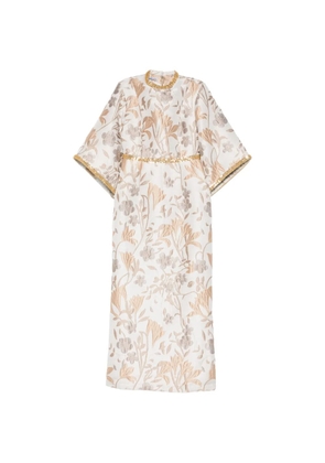 Baruni Mira floral-jacquard embellished maxi dress - White