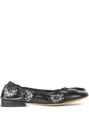 Cecilie Bahnsen Brielle flower-embellished ballet flats - Black