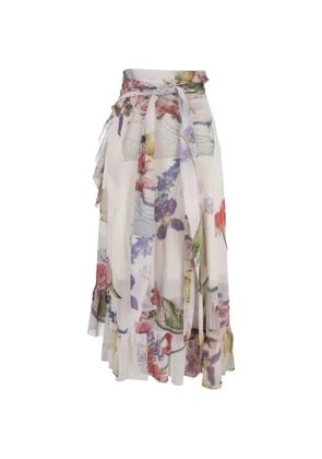 GANNI floral-print midi skirt - White