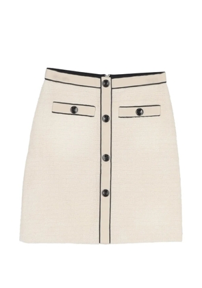 Maje button-embellished tweed mini skirt - Neutrals