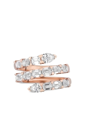 Jewels Aficionado 18K Rose Gold diamond bypass ring - Pink