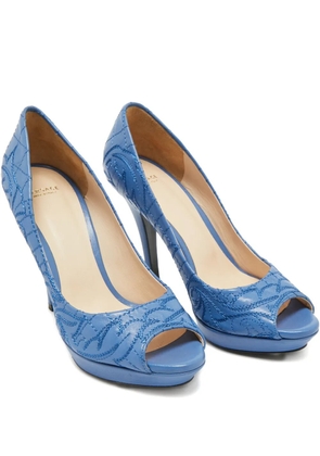Versace Pre-Owned embroidery peep-toe pumps 11.5 cm - Blue