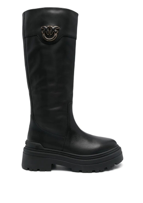 PINKO Love Birds-plaque boots - Black