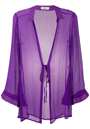 Amir Slama tie-front silk beach cover-up - Purple