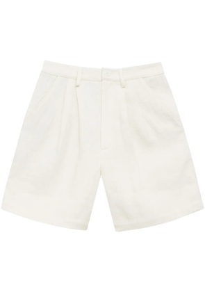 ANINE BING Carrie pleat-detail linen shorts - White