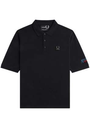 Fred Perry logo-embroidered cotton polo shirt - Black