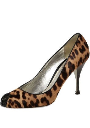 Dolce & Gabbana Pre-Owned 100mm leopard-print peep-toe pumps - Brown