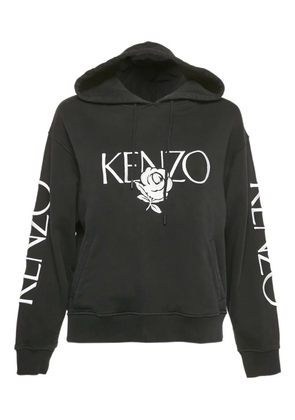 Kenzo Pre-Owned Rose-embroidered hoodie - Black