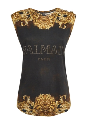 Balmain Pre-Owned graphic-embellished tank top - Black