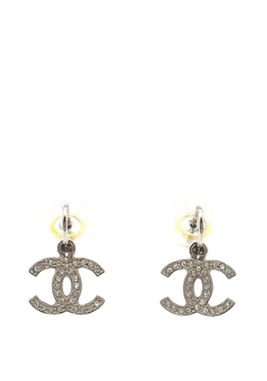 CHANEL Pre-Owned 2007 Silver Plated Crystal CC Drop Push Back Earrings costume earrings