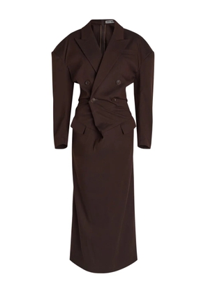 Issey Miyake double-breasted midi dress - Brown
