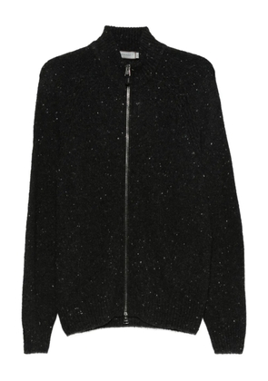 Canali speckled zip-up cardigan - Black