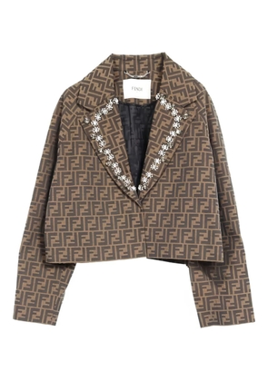 Fendi Pre-Owned zucca-pattern crystal-embellished jacket - Brown