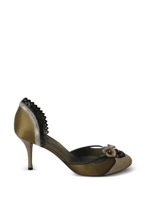 Bottega Veneta Pre-Owned snakeskin-embossed flower pumps - Brown