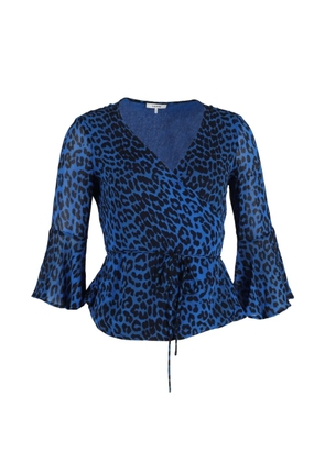 GANNI animal-print wrap blouse - Blue