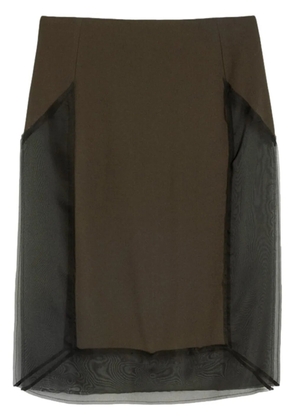 AMI Paris tulle-panel straight skirt - Green