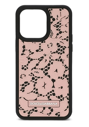 Dolce & Gabbana floral-lace iPhone 14 Pro Max case - Pink