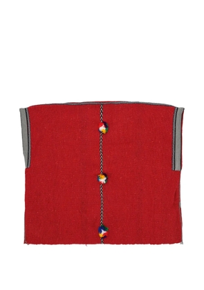 Fortela Veruska pompom-embellished poncho - Red