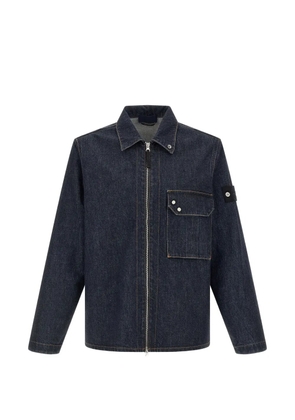 Stone Island contrast-stitching zip denim overshirt - Blue