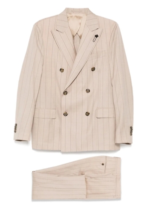 Lardini striped double breasted suit - Neutrals