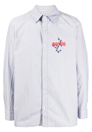 Adish Nafnuf logo-embroidered striped shirt - Blue