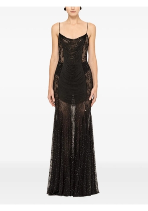 NISSA fringed lace maxi dress - Black
