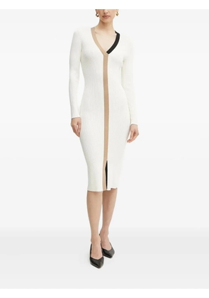 BOSS Fabiri ribbed v-neck midi dress - White