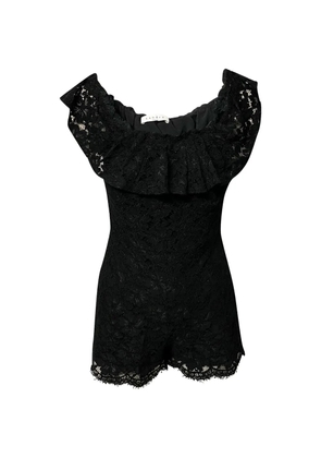 SANDRO off-shoulder lace-detail romper - Black