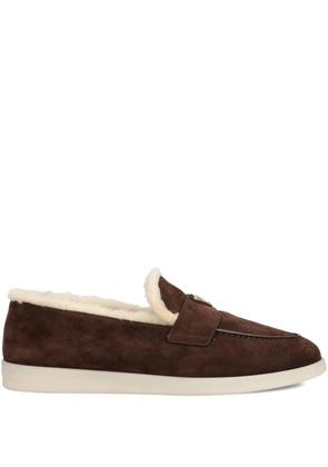 Prada suede shearling loafers - Brown