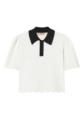 TWINSET scalloped-trim knitted polo shirt - White