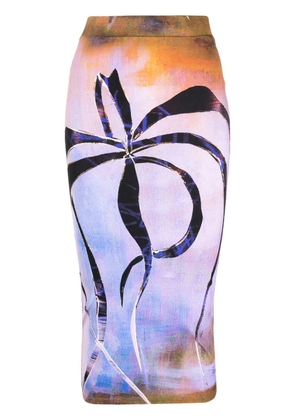 Louisa Ballou Enigma-print jersey midi skirt - Purple