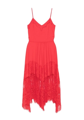 NISSA lace-trim midi dress - Red