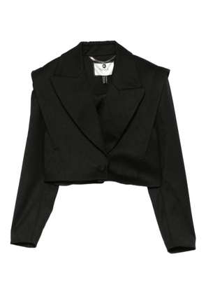 NISSA padded-shoulder cropped jacket - Black