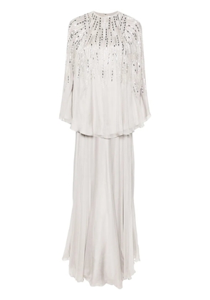 Dina Melwani crystal-embellished chiffon ensemble - Grey