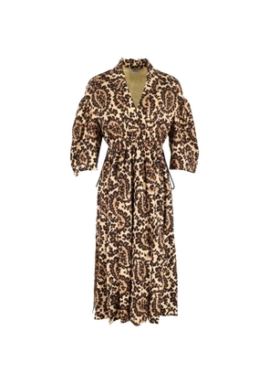 Fendi Pre-Owned leopard-print V-neck midi dress - Neutrals