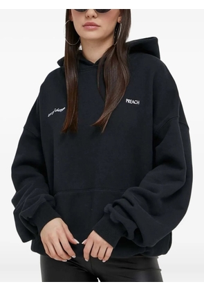 PREACH lettering-print logo hoodie - Black