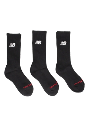 New Balance Everyday Crew logo-print socks (set of three) - Black