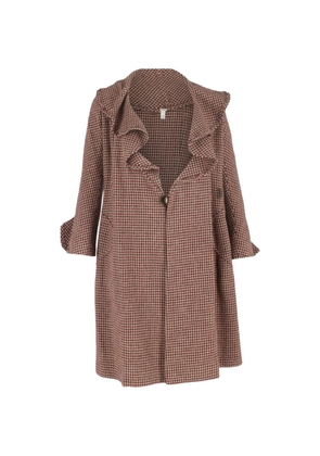 Sonia Rykiel Pre-Owned houndstooth ruffled-collar coat - Brown