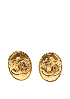 CHANEL Pre-Owned 1994 Gold Plated CC Oval Clip On Earrings costume earrings