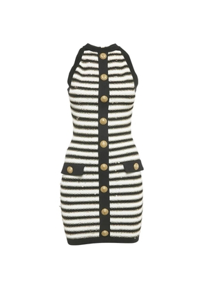 Balmain Pre-Owned striped buttoned mini dress - Black