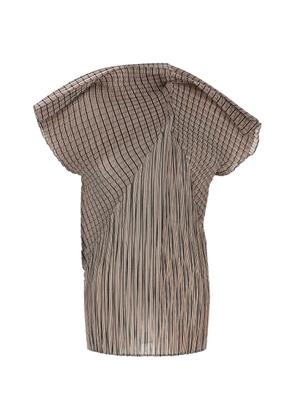 Issey Miyake striped pleated top - Neutrals
