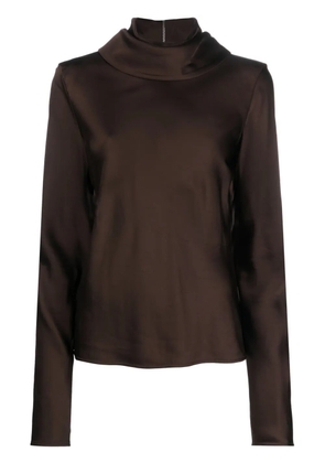 Jil Sander draped-neck long-sleeve blouse - Brown