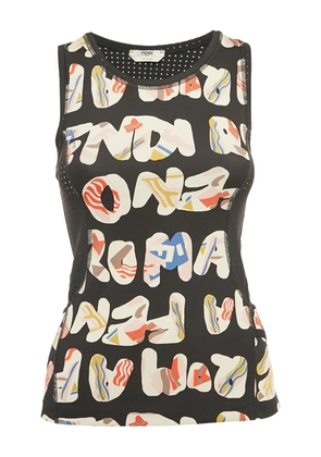 Fendi Pre-Owned logo-print sleeveless top - Black