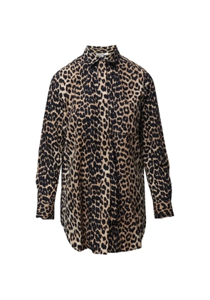 GANNI leopard-print tie blouse - Neutrals