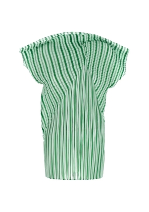Issey Miyake stripes pleated top - Green
