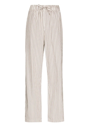 TEKLA stripe-pattern pajama trousers - White